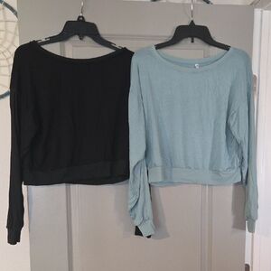 P'tula Black &  Light Teal Long Sleeve Tops
